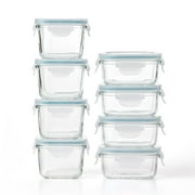 Glasslock Mini 5 & 7 Oz Tempered Glass Food Storage Container Set, 8 Pieces