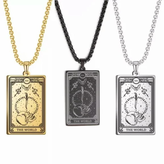 Skeleton Marigold Tarot Necklaces Major Arcana Stainless Steel Jewelry