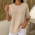thumbnail image 6 of Gamivast Waffle Knit Shirts for Women 3/4 Sleeve Casual Basic Tops Crewneck Blouses Loose Fit Lightweight Fall Tunic Sweaters for Work Office Everyday Wear Khaki M, 6 of 7