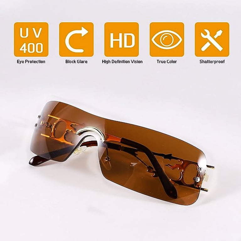 Metal Rimless Y2K Sunglasses Rectangle Vintage Flame Retro Eyewear Sunglasses women Men Rimless Sunglass Retro Flame Metal  main image 4