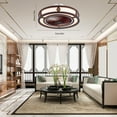 thumbnail image 3 of 36W Caged Low Profile Ceiling Fans with Light, Flush Mount Farmhouse Fandelier W/ Remote Control for Home, 3 of 24