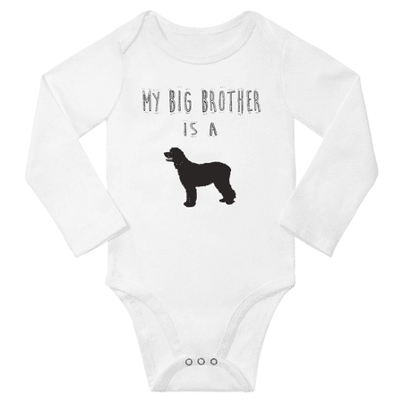 

My Big Brother is a Curly-Coated Retriever Dog Funny Baby Long Sleeve Clothing Bodysuits Boy Girl (White 18-24M)