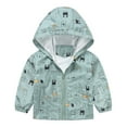 thumbnail image 2 of Gyexs Toddler Boy's Fashion Cartoon Dinosaur Zip Jacket Lightweight Hooded Windbreakers Outdoor Raincoat (Light Green, 2-3 Years), 2 of 4