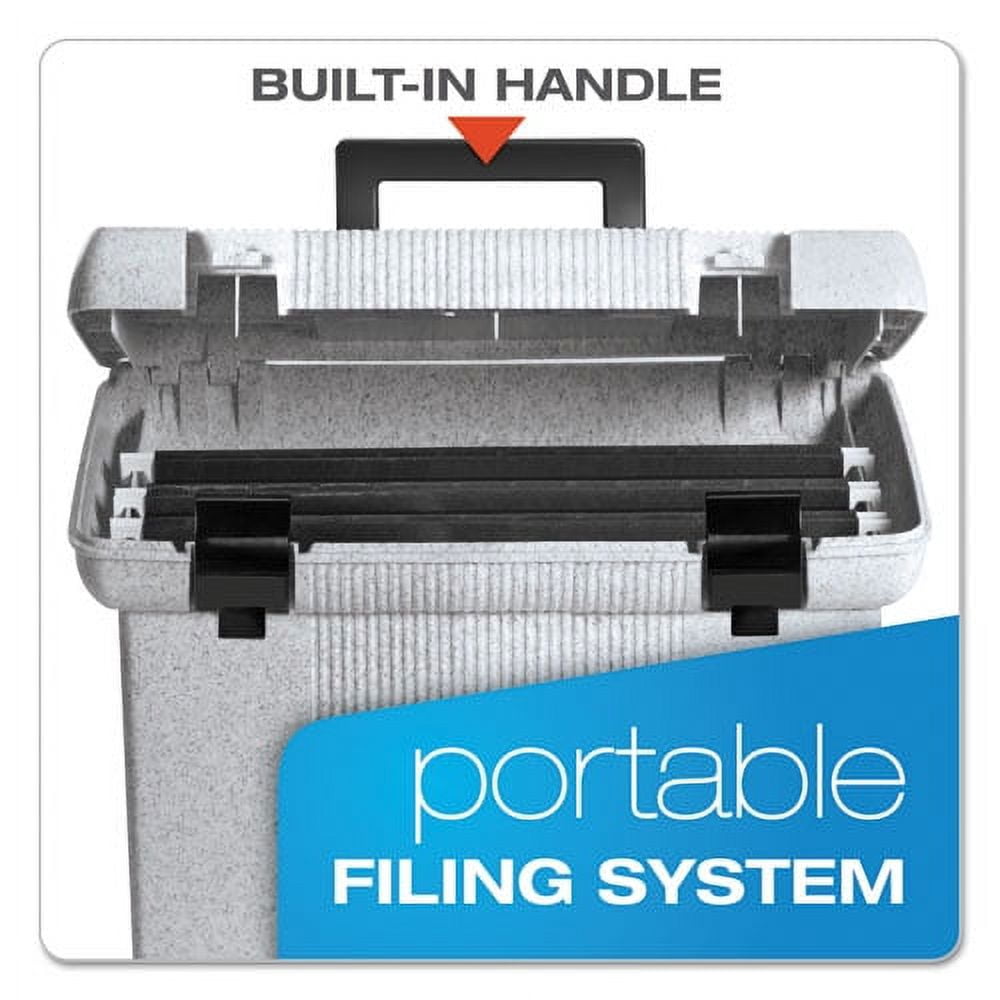 Portable File Boxes, Letter Files, 13.88" X 14" X 11.13", Granite | Bundle of 5 Each