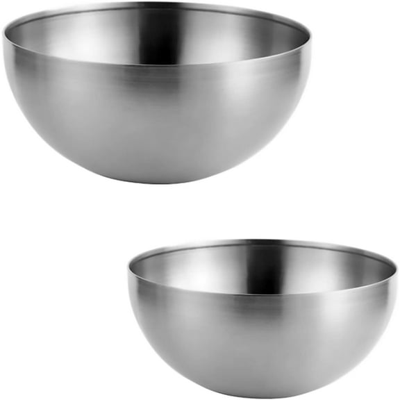 Stainless Steel Salad Bowls, Mixing Bowls, Nesting Bowls, Snacks Bowls, Serving Bowls for Mixing, Cooking, Baking, Prepping, Set of 2, Small & Large - 5.9 & 7.9 Inch (Silver)