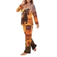 thumbnail image 5 of DISNIMO Women Pajama Sets Horse Sunflower Print Casual Loose Sleepwear 2 Piece Lounge Set with Pockets Long Sleeve Nightwear with Long Pants Soft V Neck Loungewear, 4XL, 5 of 7