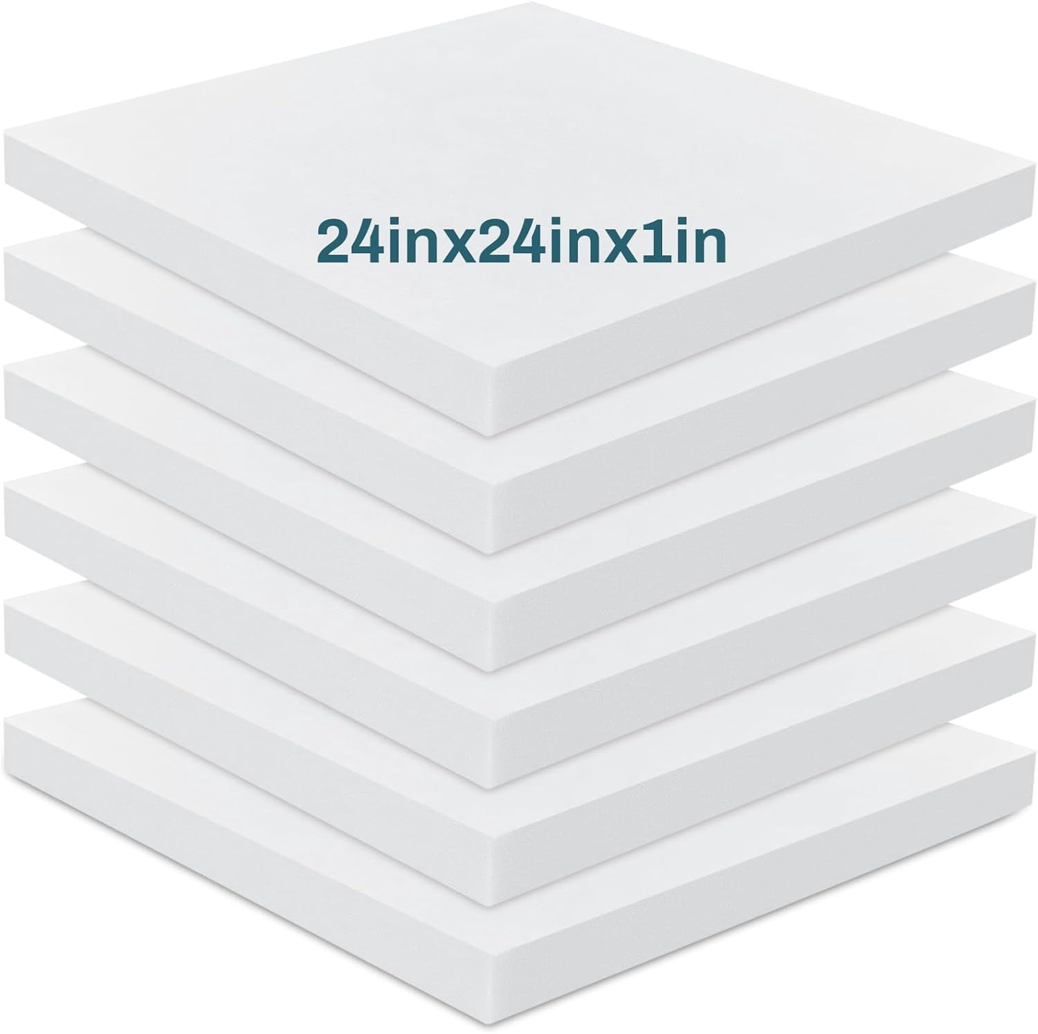 6 Pack 2" X 24" X 24" Upholstery High Density Foam Cushion White Replacement Cushion or Commercial Use Stuffing Craft Foam Couch Chair Padding DIY Projects
