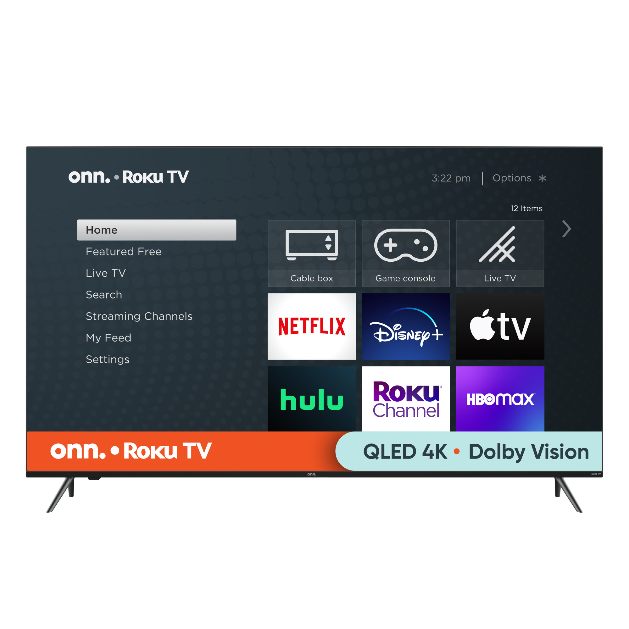 onn. 65” QLED 4K UHD (2160p) Roku Smart TV with Dolby Atmos, Dolby Vision, Local Dimming, 120hz Effective Refresh Rate, and HDR (100071705) - image 4 of 17