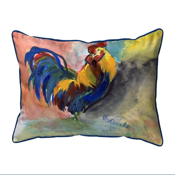 Betsy Drake Blue Tail Rooster Extra Large Zippered Pillows Indoor/Outdoor Pillow 22x22