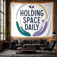 thumbnail image 6 of Textual Mantra on Off-White Background, Calming Minimalist for Wellness Enthusiasts, Abstract Circular Wall Art, Housewarming Gift, Tapestry Wall Hanging for Bedroom and Living Room, 6 of 7