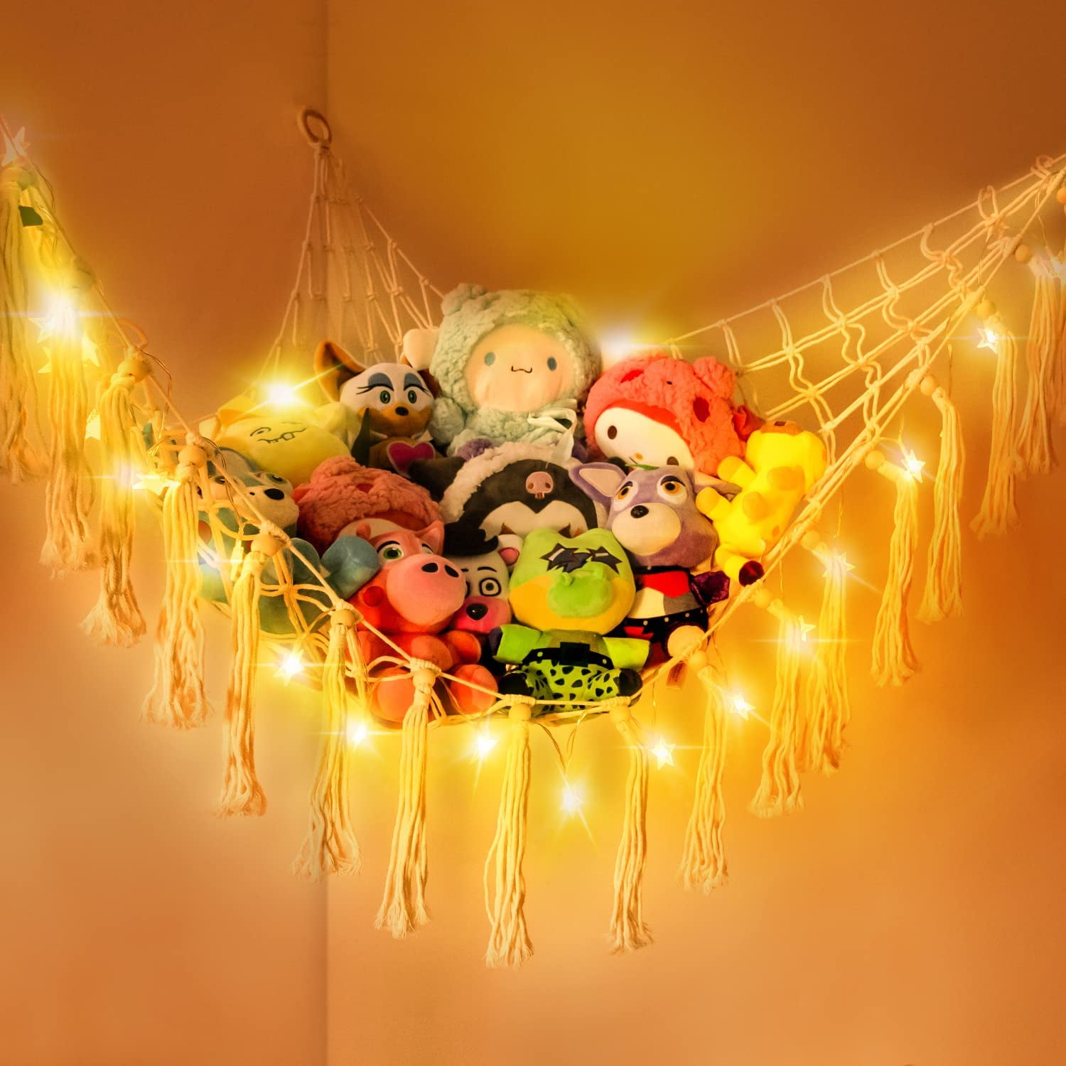 Auksay Stuffed Animal Net or Hammock with Star Light,Plush Toy Triangle