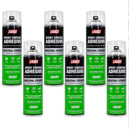 LAUCO Spray Adhesive Contact 13oz Pack of 6 Industrial Strength Heavy Duty Glue for Wood Metal Plastic & Rubber Heat & Moisture Resistant Fast Bond Multi-Surface Spray Adhesive