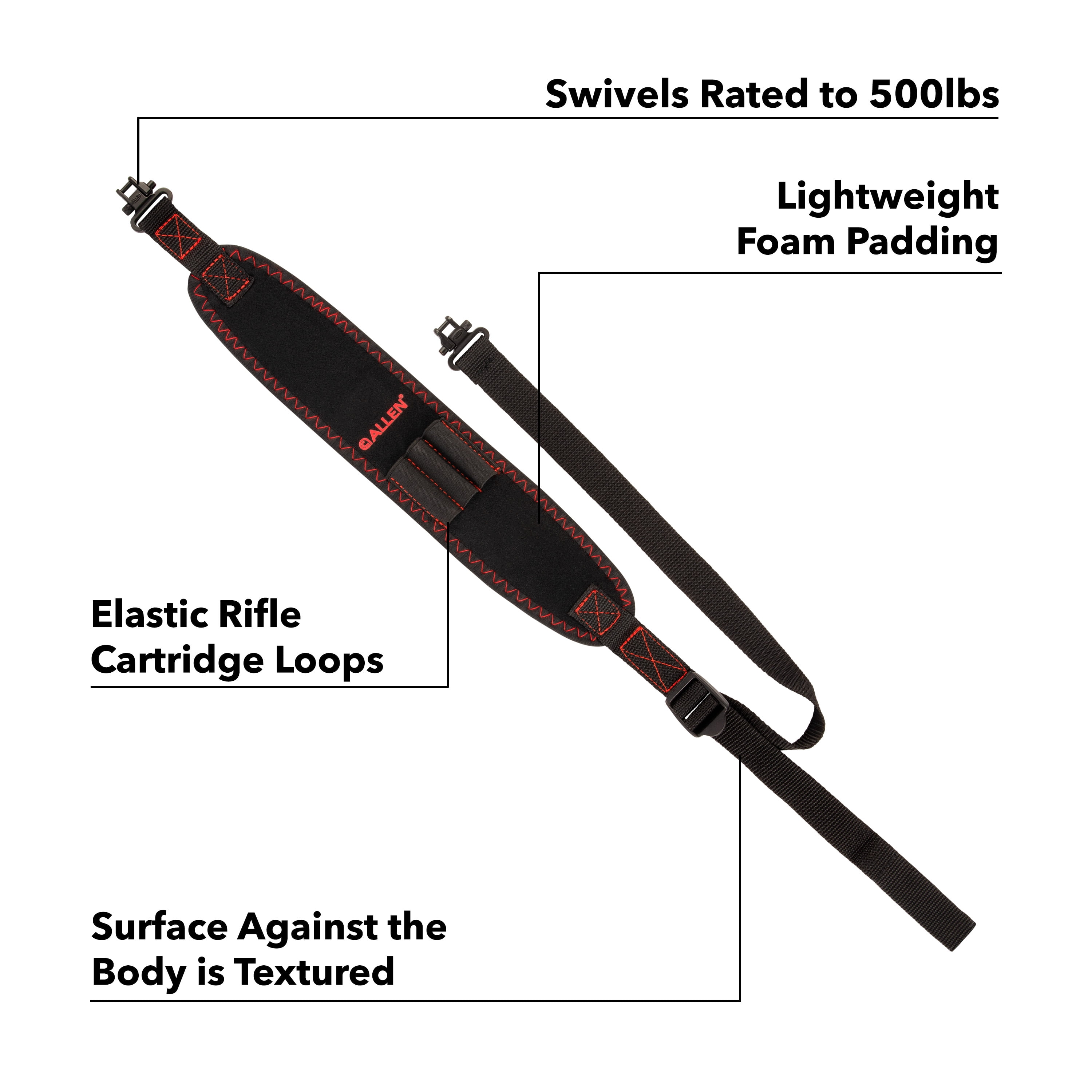Allen Company Daytona Neoprene Firearm Sling, Adjustable Length 21" to 42"L, Black