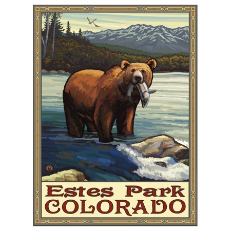 Estes Park Colorado Grizzly With Fish Giclee Art Print Poster by Paul A. Lanquist (9