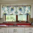 thumbnail image 3 of Yayeee Kitchen Curtains Tier Set of 2 Light Filtering 57"x24" Over Sink Window Panels, Peacock Feather, 3 of 7