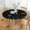 thumbnail image 3 of Halloween Glowing Pumpkins Pattern Round Fitted Tablecloth with Elastic Edge,Dining Table Cover Waterproof,Outdoor Round Tablecloth for Camping,Dining,Indoor and Outdoor, 3 of 7