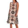 thumbnail image 3 of Women's Summer Dresses Ndbuld Printing Casual Sleeveless Linen Loose Fitting Midi Dress With Pockets,Size S-XXXL, 3 of 5