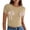 Khaki, variant on Women's Casual T-Shirt Bow Tie Front Round Neck Short Sleeve Basic Comfy Relaxed Loose Fit Top Blouse, Gray XXL
