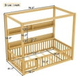 thumbnail image 5 of Bellemave Twin Size Canopy Bed with Rails, Solid Wood Montessori Bed with Storage Shelves, Twin Floor Beds Frame with Fence and Slats, No Box Spring Needed (Natural), 5 of 8