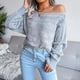 thumbnail image 1 of Top de punto de manga larga para mujer, Top de mujer de manga larga con cuello redondo Top de mujer con un hombro al descubierto Top de mujer de funcionamiento suave, 1 of 6