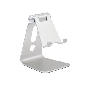 Navor Support de téléphone en aluminium réglable pour bureau, support de téléphone cellulaire pliable avec 270° Angle de visualisation réglable, Base antidérapante, Compatible avec iPhone, Samsung & Plus – argent