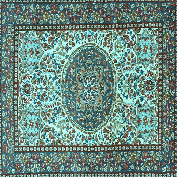 Ahgly Company Indoor Square Persian Light Blue Traditional Area Rugs, 4' Square