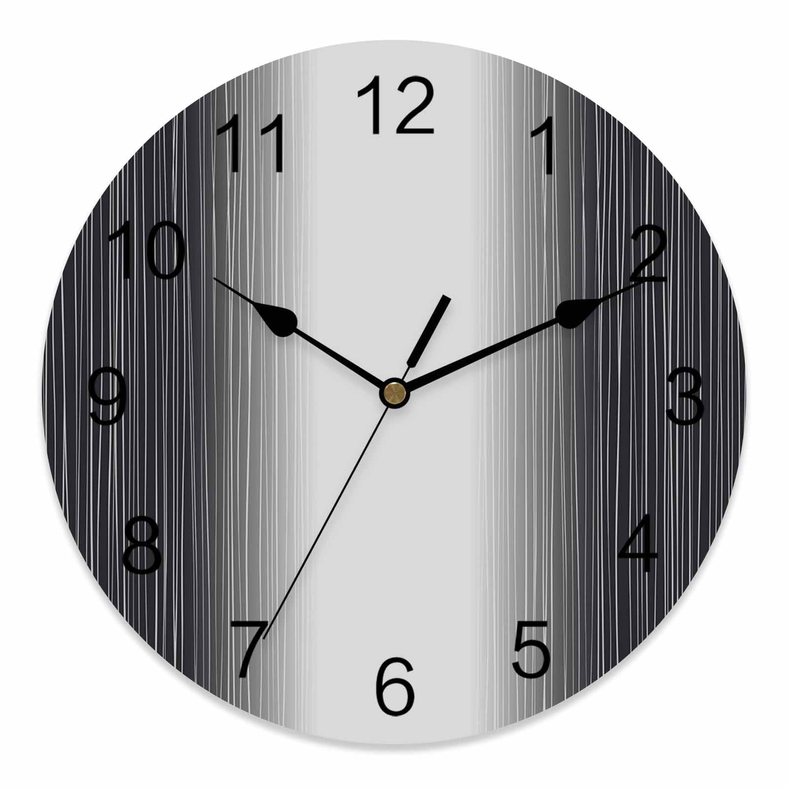 10 Inch Dark Gray Lines Wall Clock, Modern Minimalist Slate Gray Ombra Eclectic Battery Operated Silent Non Ticking Clocks, Easy to Read Round Wall Clock for Kitchen/Living Room/Bedroom/Bathroom