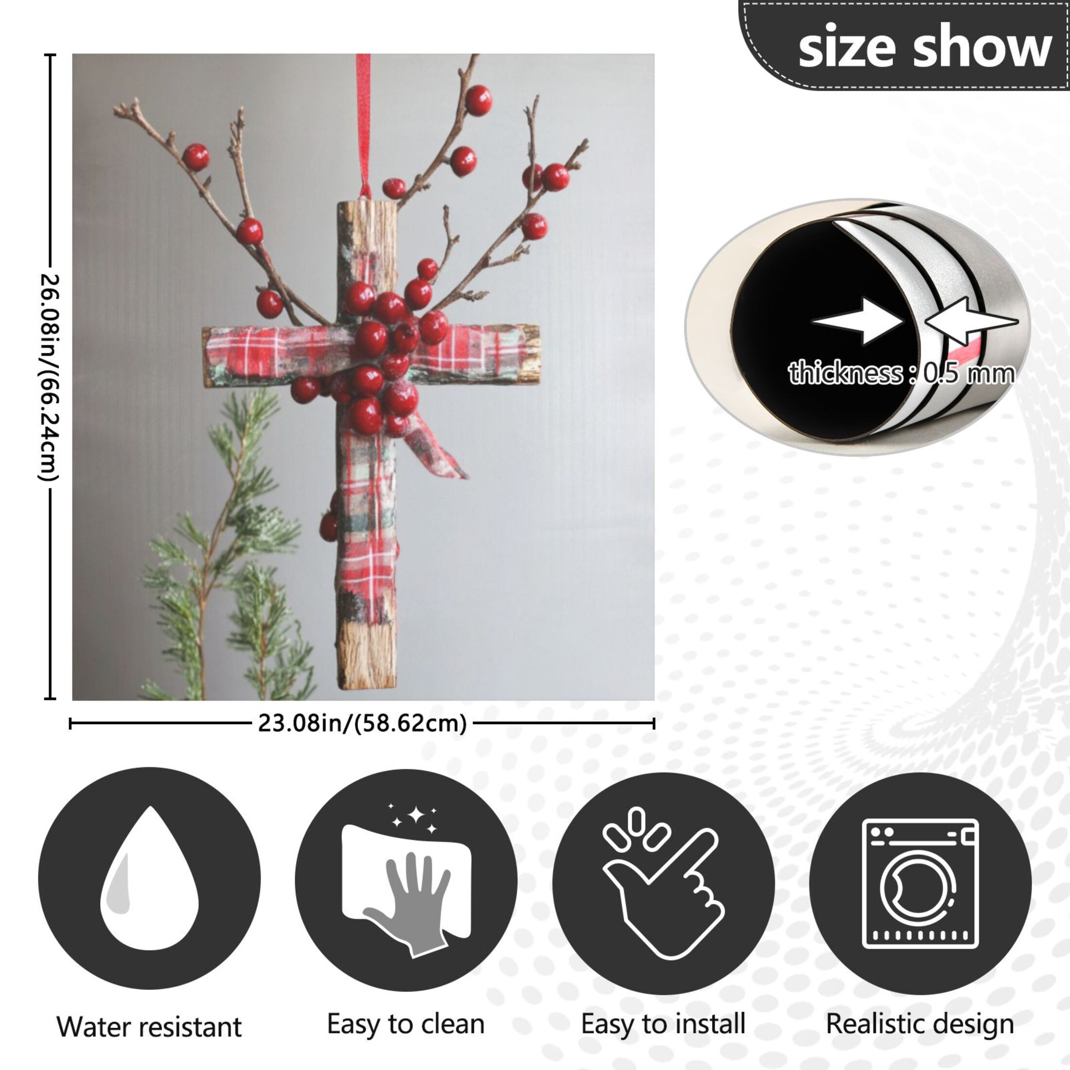 Dishwasher Magnetic Sticker 23x26 Inch Refrigerator Magnetic Sticker Washing Machine Magnetic Sticker Kitchen Panel Magnetic Sticker Home Decor Christmas Decoration Cross