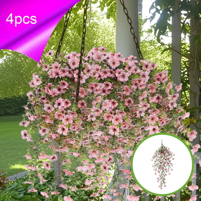 pstuiky Simulación de violetas artificiales flores falsas para colgar en la pared eucaliptos enredaderas colgantes decoración del hogar