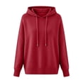 thumbnail image 4 of Warm Sweaters for Women Crew Neck Soft Hoodies Fall Winter Cozy Knitted Drawstring Hooded Pullover Red L, 4 of 4
