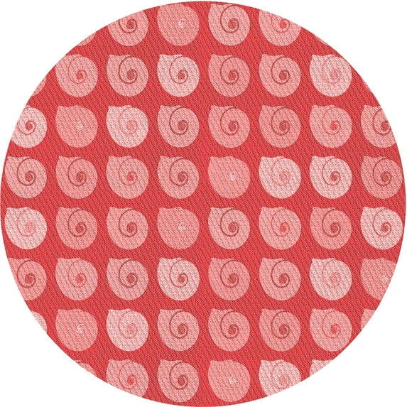 Ahgly Company Indoor Round Patterned Light Coral Pink Area Rugs, 6' Round