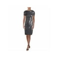 thumbnail image 2 of RALPH LAUREN Womens Gray Sequined Short Sleeve Boat Neck Knee Length Evening Shift Dress 4, 2 of 2