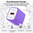 thumbnail image 2 of QC 3.0 Fast Wall Charger with 10FT Braided Type C Cable, Quick Charge Power Adapter Compatible with iPhone 17/16/15 Pro Max, iPad Pro, Galaxy S26, Android, Purple, 2 of 7