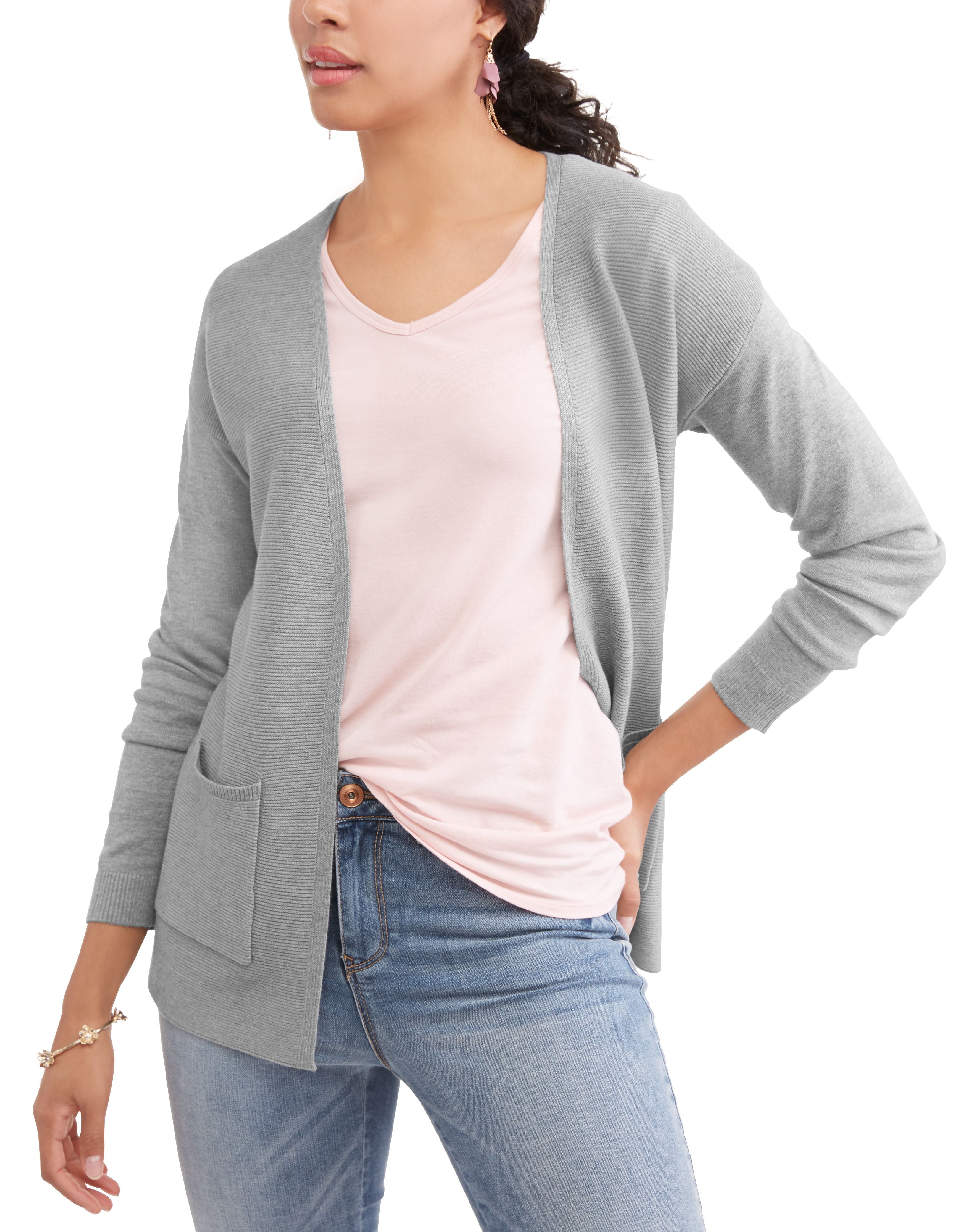 Time and Tru Women's Ribbed Open Front Cardigan