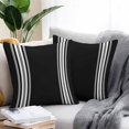 thumbnail image 2 of Throw Pillow Covers 18x18 Inch Set of 2, Black Striped Waterproof Outdoor Pillow Covers, Farmhouse Black White Stripes Decorative Cushion Pillowcases for Couch, Sofa, Bed, Garden, Patio, 2 of 9