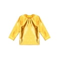 thumbnail image 6 of JanJean Kids Girls Shiny Metallic Dance Shirts Long Sleeve Sparkle T Shirt Hip Hop Jazz Tops Pullover Gold 100, 6 of 7