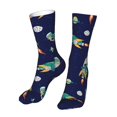 thumbnail image 6 of Xecao Astronaut Dinosaur Print Fashion No Heel Casual Crew Socks Cushioned Breathable for Men Women - Moisture wicking,Not easy to fade Suitable for daily, 6 of 7