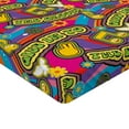 thumbnail image 2 of Ambesonne Hippie Emoji Fitted Sheet, Funk Floral Groove Art, King Size, Magenta Apple Green, 2 of 3