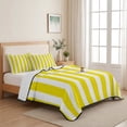 thumbnail image 5 of Queen Quilt Set 90''x96'', Yellow Striped Lightweight Bedspread Coverlet Set with 2 Pillow Shams, Modern Farmhouse Yellow White Stripes Breathable All Season Quilt Bedding for Bedroom/Guest Room, 5 of 9