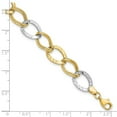 thumbnail image 3 of Auriga Fine Jewelry 10k Two-tone Gold Polished and Textured Link Bracelet 7.5" for Men, 3 of 5