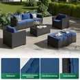 thumbnail image 2 of ClouddWell 6 Piece Outdoor Wicker Patio Furniture Set, Rattan Sectional Sofa Sets with Navy Blue Cushions, 2 of 8