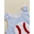 thumbnail image 6 of BemeyourBBs Newborn Baby Boys Girls Summer Clothes Infant Baby Baseball Outfit Bubble Romper Overalls Baseball Embroidery Stripe Sleeveless Bodysuits Jumpsuits Playsuit, 6 of 9