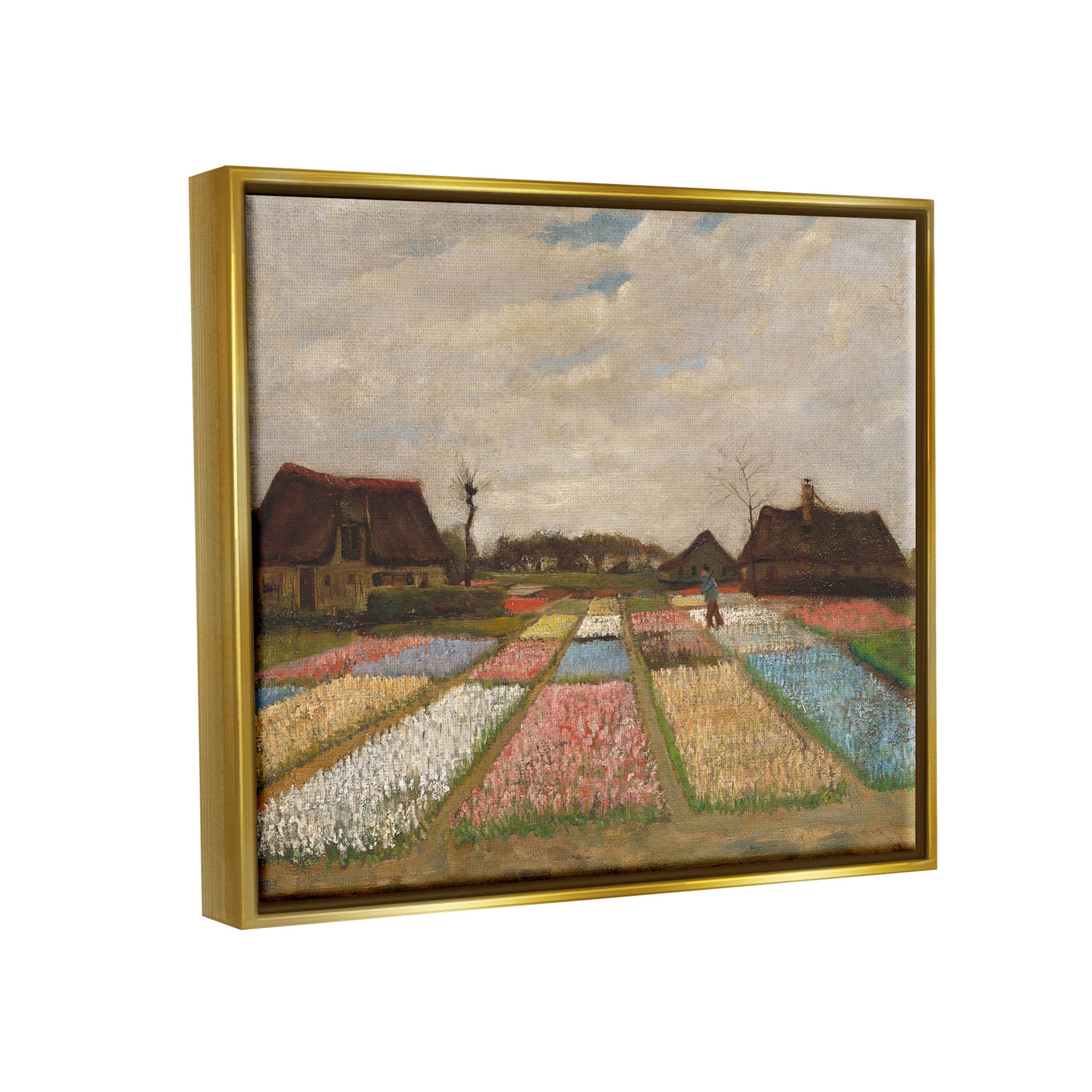 Flower Beds In Holland Van Gogh Landscape Landscape Painting Metallic Gold Framed Art Print Wall Art