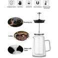 thumbnail image 4 of French Press Coffee Maker 650ml DoubleWall Insulated Borosilicate Glass, Heat-Resistant Design, Stainless Steel Filter for Coffee, Tea & Cold Brew, 4 of 8