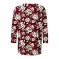 thumbnail image 4 of CYMMPU Spring Tops Crew Neck Loose Fit Flower Pattern Tunic Tops Fall Trendy Shirts Blouses for Women Dressy Casual 3/4 Sleeve Lightweight Basic Tees Multicolor XXXXL, 4 of 5