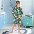 thumbnail image 5 of FORMRS Niños Bathrobe Unisex Hooded Robe Soft Plush Pajamas Sleepwear, Size 10-12T, Floral Orange Pattern, 5 of 7