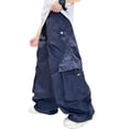 thumbnail image 4 of Atogsazn Boys Baggy Wide Leg Cargo Pants Childrens Casual Loose Fit Sweatpants Quick Dry Lightweight Trouser with Pocket Navy 11-12 Years Fashion, 4 of 7