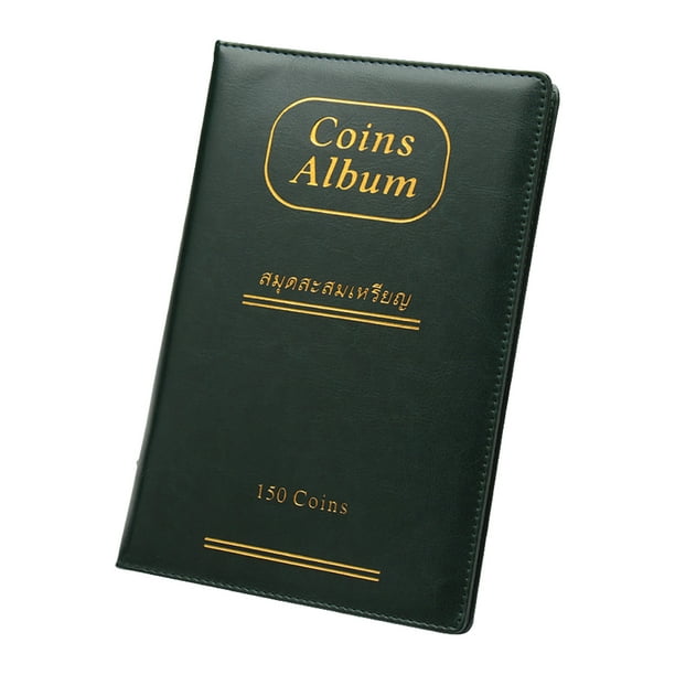 Bearachild Libro de colección de monedas de 150 bolsillos, gran capacidad, moneda de dólar de plata rusa, sellos de dinero a prueba de agua, Almacenamiento y organización del hogar Verde Bearachild HA073927-04