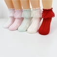 thumbnail image 3 of 5Pairs/set Kids Girls Socks Lace Ruffle Princess Summer Thin Mesh Children's Socks Cotton Toddler Baby Girl Sock 1-12Y Style1 7-9Y(L), 3 of 6