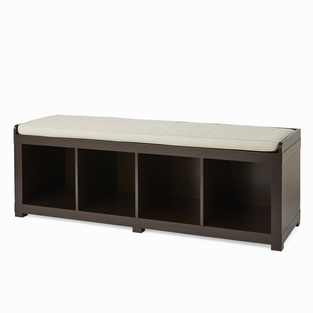 Better Homes and Gardens 4Cube Organizer Storage Bench, Espresso